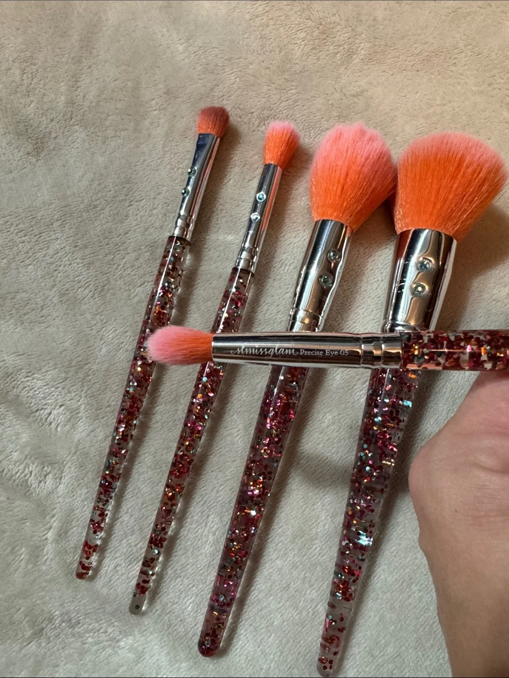 5-Piece Glitter Handle Makeup Brush Set by SLMissglam